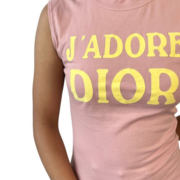 Christian Dior Vintage 2002 J'ADORE Logo Tank Top #36 Pink Yellow [106422] - Picture 3 of 15